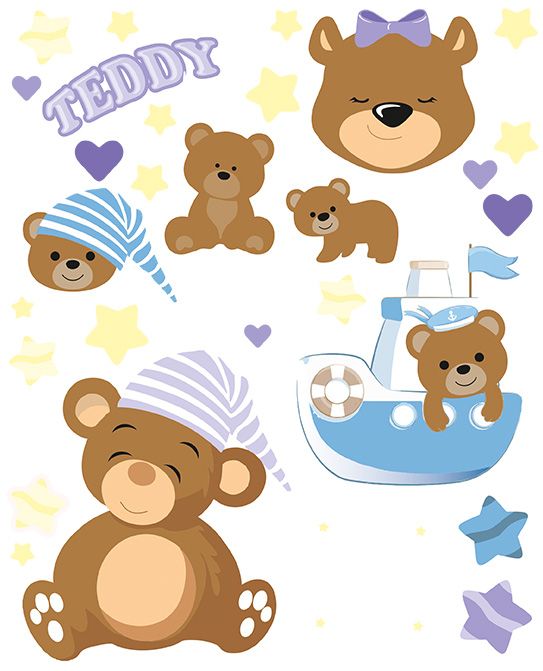 Tulimi: Farebná nažehlovačka Teddy (veľký arch)