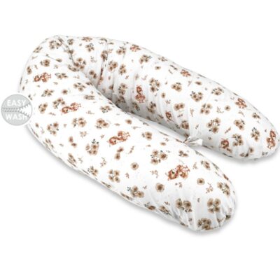 Vankúš na dojčenie/relaxačná poduška, bavlna, 185 cm, Kačičky - biela, béžová