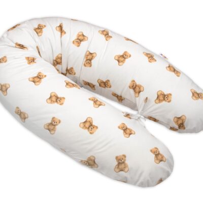Vankúš na dojčenie/relaxačná poduška, bavlna, 195 cm, Míša - biely s potlačou
