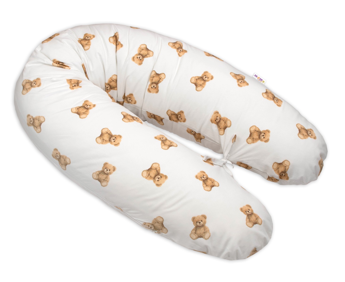 Vankúš na dojčenie/relaxačná poduška, bavlna, 195 cm, Míša - biely s potlačou