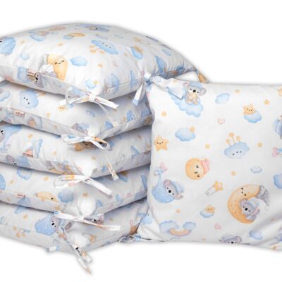 Vankúšikový mantinel 6ks 40x40cm, Baby Nellys, Dreams Koala - modrý