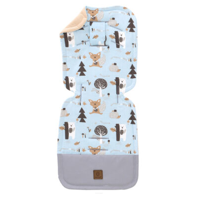 Vložka do kočíka prešívaný Velvet - Zvieratká modrá, piesková