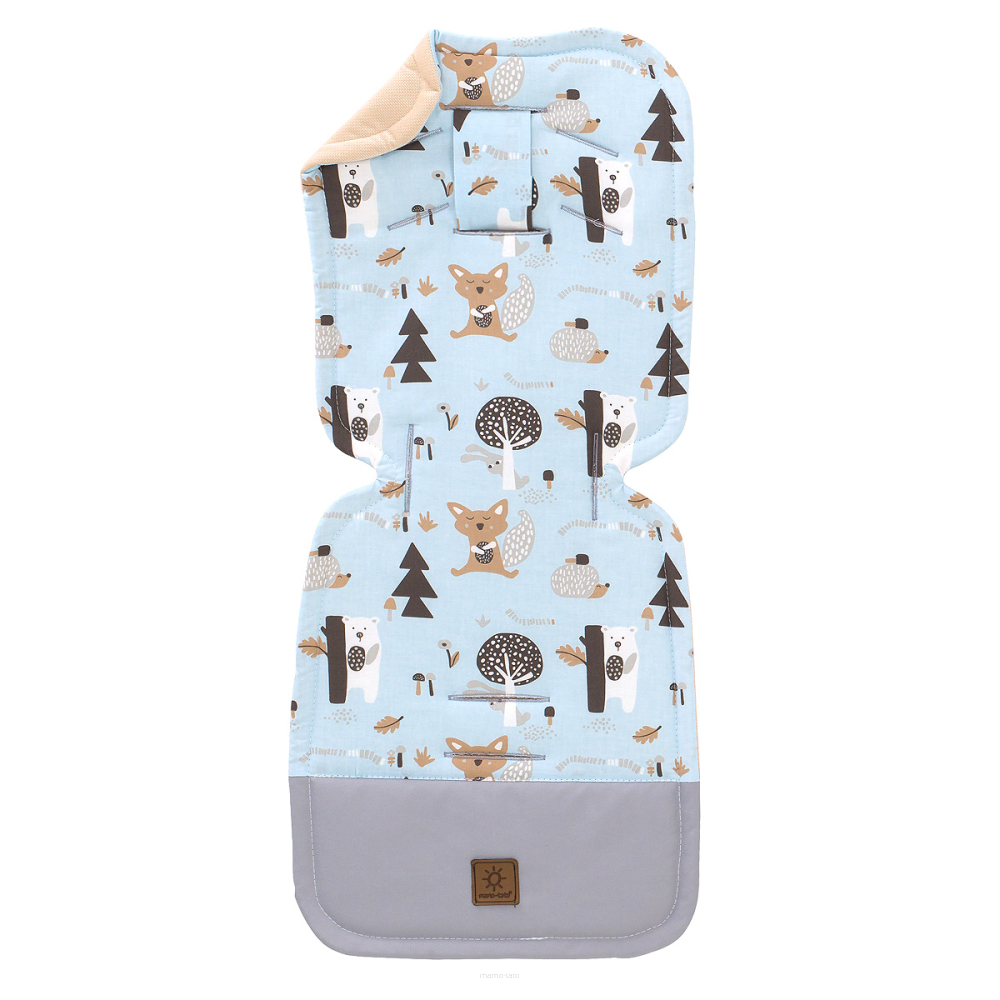 Vložka do kočíka prešívaný Velvet - Zvieratká modrá, piesková