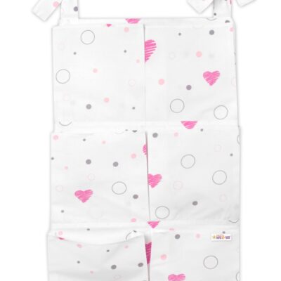 Vreckár na postieľku 6 vreciek Baby Nellys, I love Girl, ružový/biely