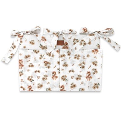 Vreckár na postieľku, bavlna, Kačički - biela, béžová