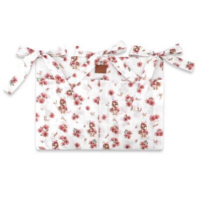 Vreckár na postieľku, bavlna, Kačički - biela, púdrovo ružová