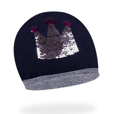 YO! Bavlnená čiapka s flitrami Korunka (granátová)