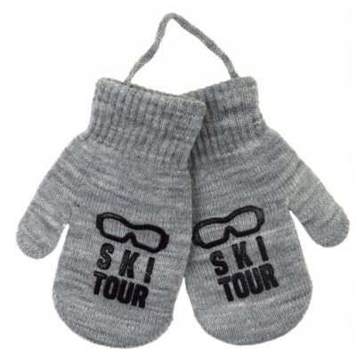 YO! Zimné chlapčenské rukavičky so šnúrkou Ski tour - sivé, veľ. 110