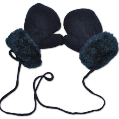 YO! Zimné detské rukavice s kožušinou - šnúrkou YO-granát/granátová kožušina, veľ. 110