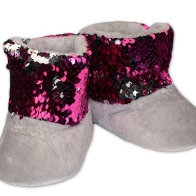 YO ! Zimné topánky/šľapky s flitryYO! - sivé, veľ. 80/86