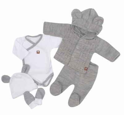 Z 5-dielna kojenecká súpravička do pôrodnice - šedá, biela