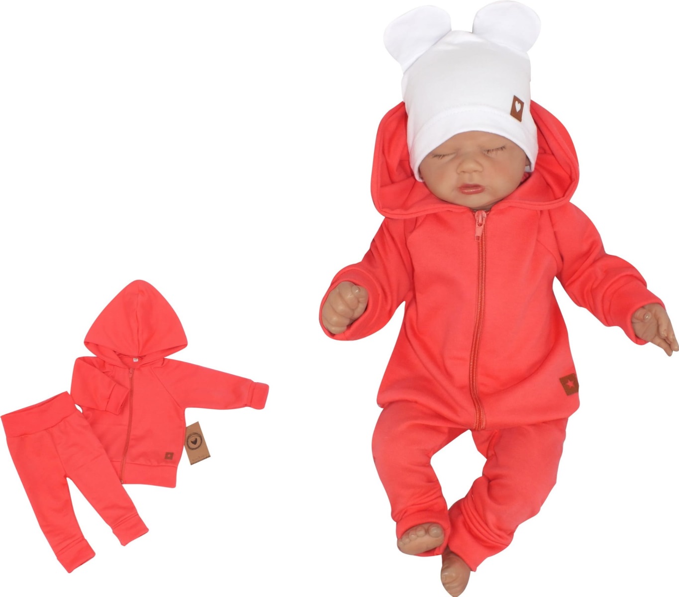 Z & Z 2-dielna bavlnená tepláková súprava Hviezdička - malinová, veľ. 62