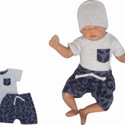 Z&Z 2-dielna sada tričko kr. rukáv, kraťasky s povrázkom Pierka - granát, sivá, veľ. 68