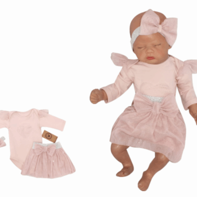 Z&Z 3-dielna súpravička body, tylová suknička a čelenka, ružová, vel. 68