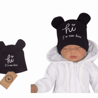 Z & Z: Bavlnená čiapka s uškami Hi (čierna)