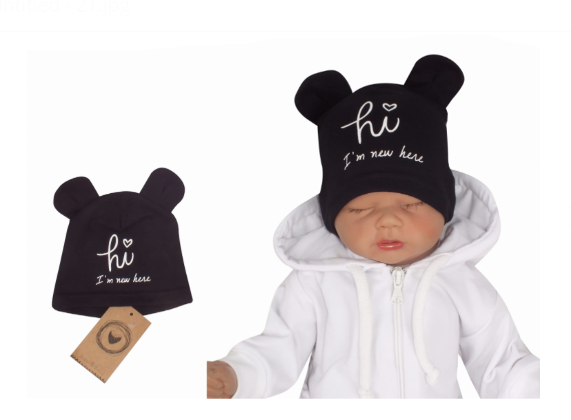 Z & Z: Bavlnená čiapka s uškami Hi (čierna)