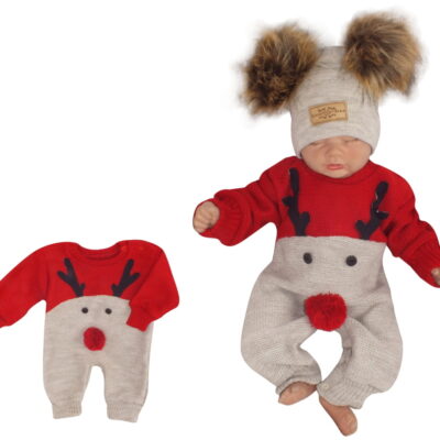 Z&Z Detský pletený Vianočný overálek Baby Sob, červený, veľ. 68