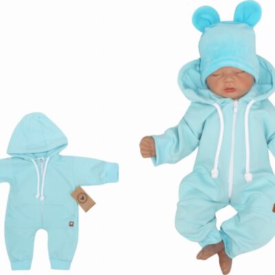 Z&Z Detský teplákový overal s kapucňou, tyrkys, veľ. 74