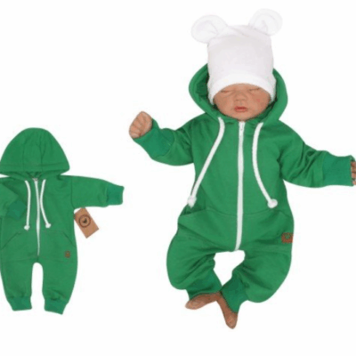 Z&Z Detský teplákový overal s kapucňou, zelený, veľ. 80