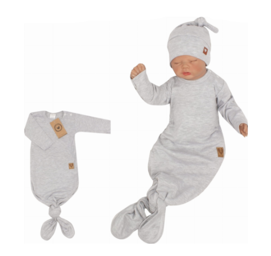 Z & Z: Dojčenský bavlnený overal + čiapka (sivý)