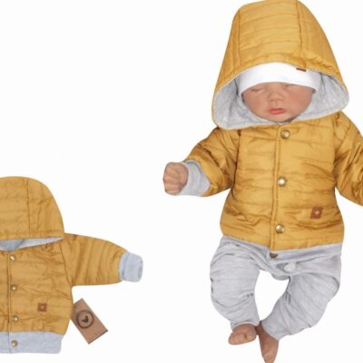 Z&Z Prechodová prešívaná bundička s kapucňou - horčicová