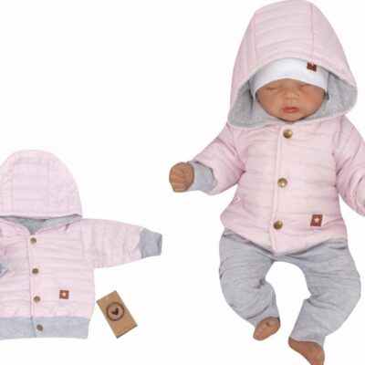 Z&Z Prechodová prešívaná bundička s kapucňou - ružová, veľ. 80