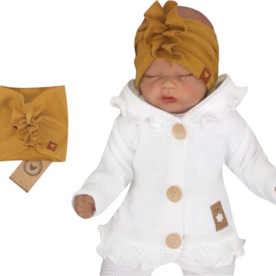 Z & Z Stylová bavlnená Čelenka / Turban, horčicová, vel. 80/98