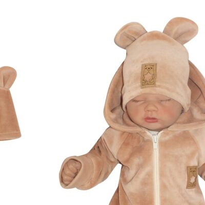 Z&Z Velúrová, semišková čiapočka s uškami, béžová