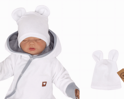 Z & Z Velúrová, semišková čiapočka s uškami Tedd, biela, veľ. 80/86