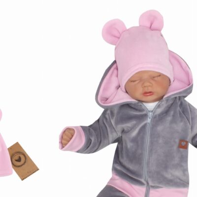 Z&Z Velúrová, semišková čiapočka s uškami Teddy, sv. ruzova