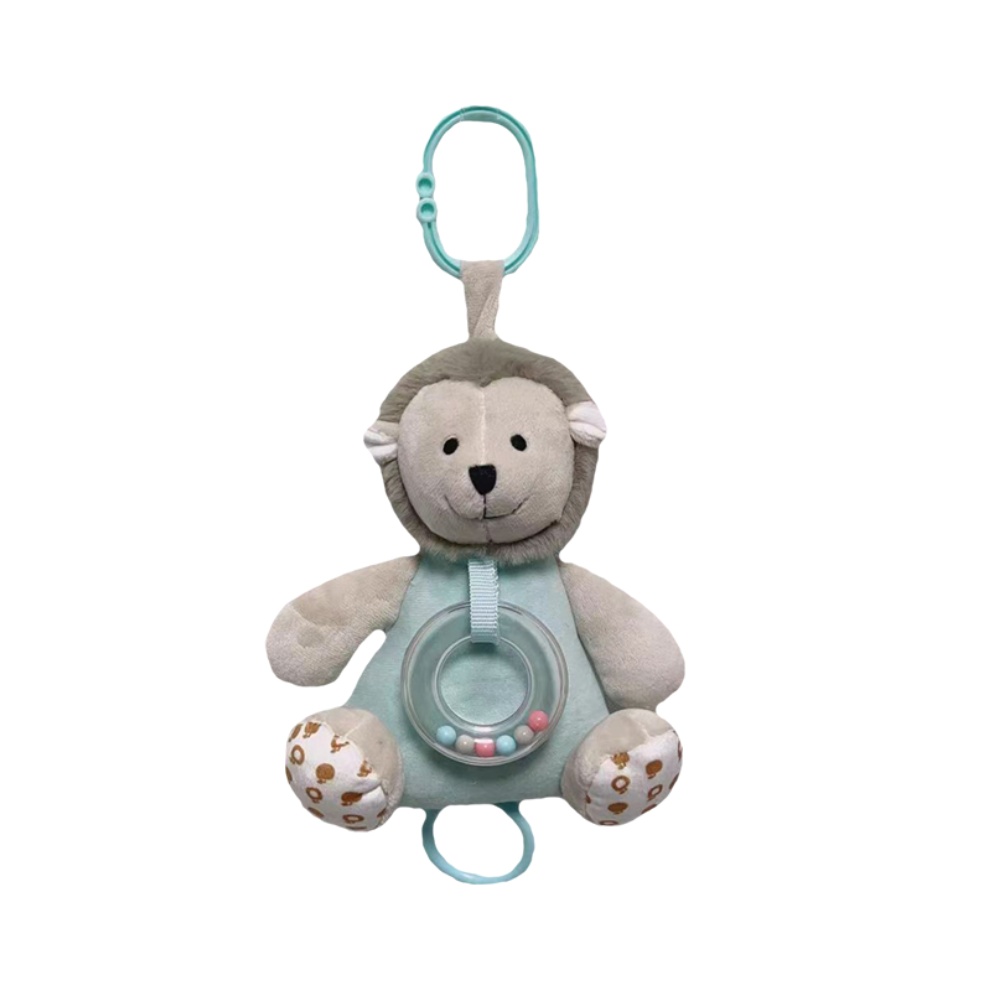 Závesná plyšová hračka s melódiou a hrkálkou Ježko, 18 cm - šedá, modrá