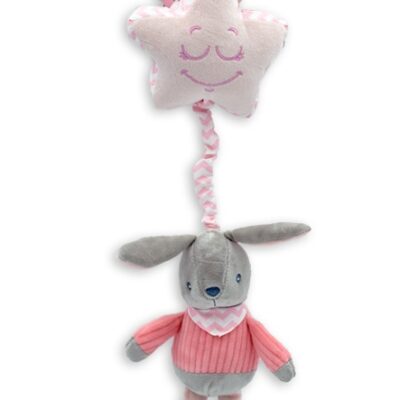 Závesná plyšová hračka Králiček s melódiou (marhuľová)