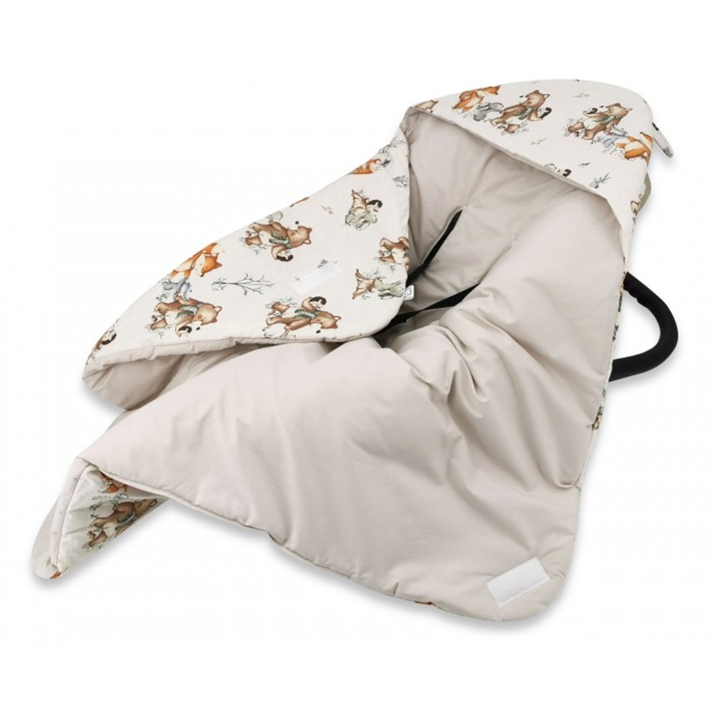 Zavinovacia deka s kapucňou bavlna, 90x90cm, Friends time - latte, béžová