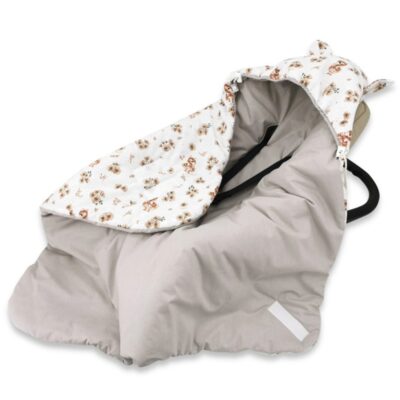 Zavinovacia deka s kapucňou bavlna, 90x90cm, Kačički - biela, béžová