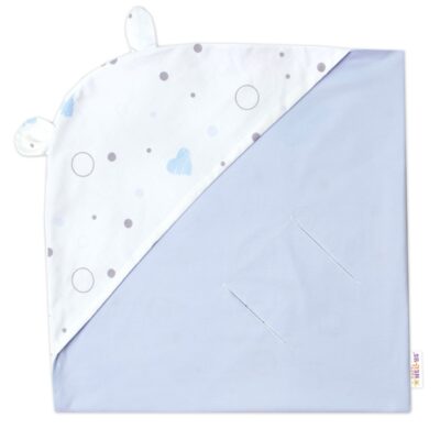 Zavinovacia deka s kapucňou, bavlna + jersey, I love Boy Baby Nellys, modrá