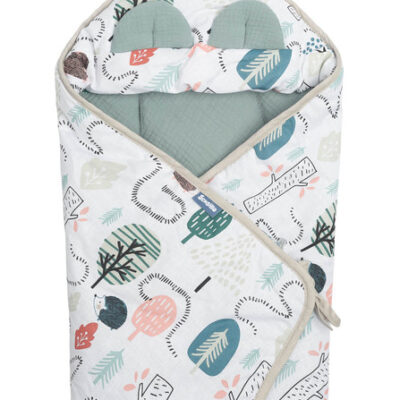 Zavinovačka 2v1 do autosedačky, kočíka, mušelín, bavlna - Ježko Toník, zelená