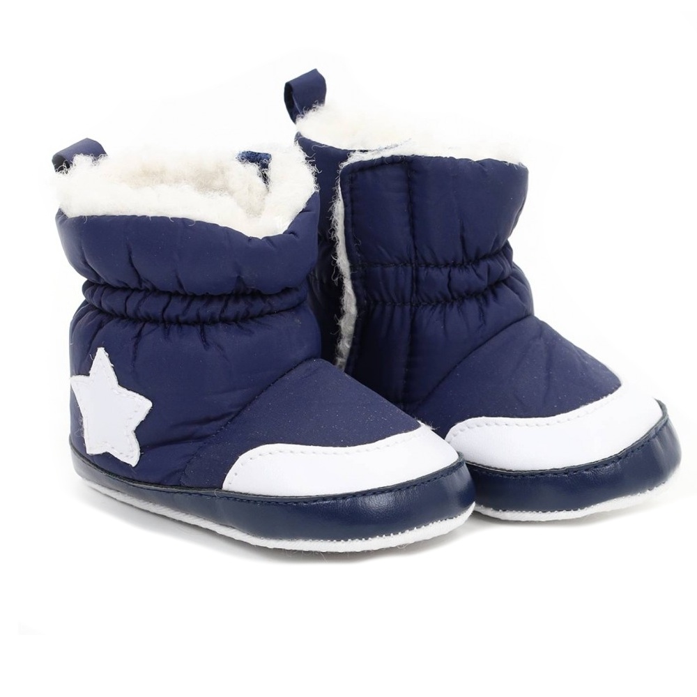 Zimné dojčenské capačky/topánočky s kožúškom Star - granátové