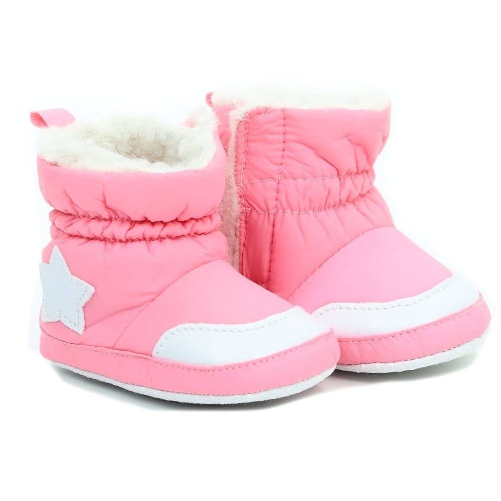 Zimné dojčenské capačky/topánočky s kožúškomb Star - ružové