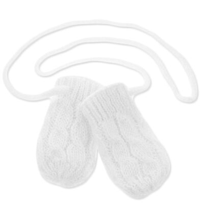 Zimné pletené rukavičky so vzorom (biele, 56/68)