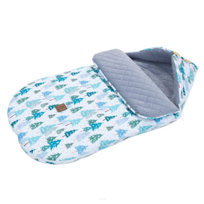 Zimný fusak Lux, prešívaný velvet, 48 x 90 cm Zimný lesík, biely, sivý